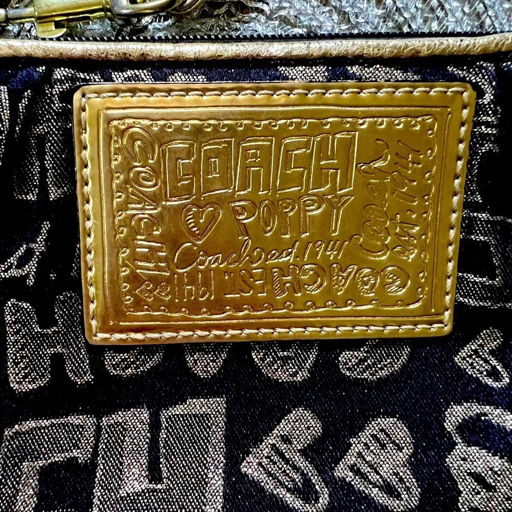 Coach Poppy Black and Gold Wristlet